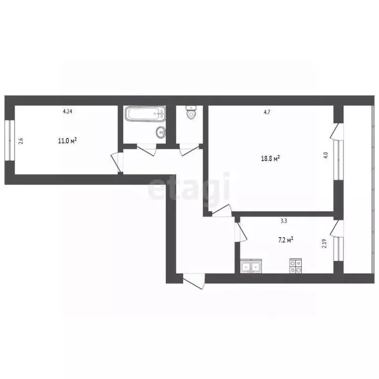 2-к кв. Томская область, Томск пос. Степановка, пер. Ботанический, ... - Фото 1