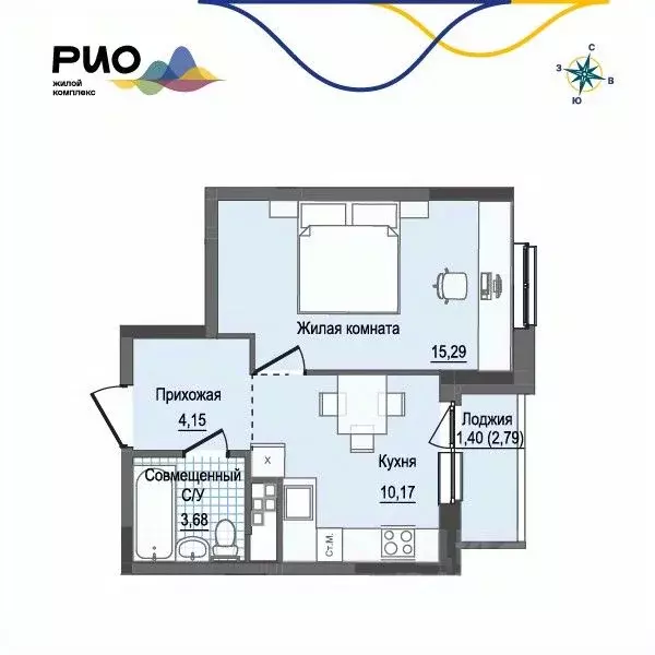 1-к кв. Удмуртия, Ижевск Воткинский жилрайон, Рио жилой комплекс, 2 ... - Фото 0