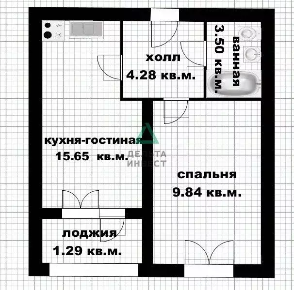 1-к кв. Башкортостан, Уфа ул. Даяна Мурзина, 5/1 (34.56 м) - Фото 1