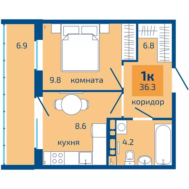 1-комнатная квартира: Пермь, Целинная улица, 59к3 (36.3 м) - Фото 1