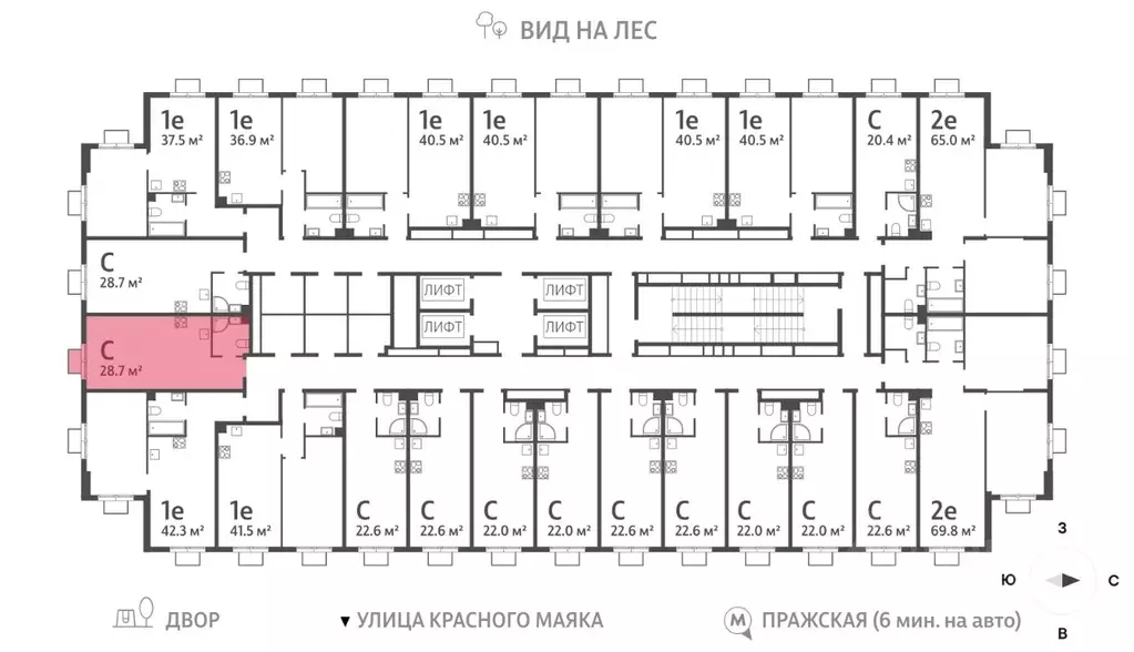 Студия Москва Парксайд жилой комплекс, 2 (28.7 м) - Фото 1