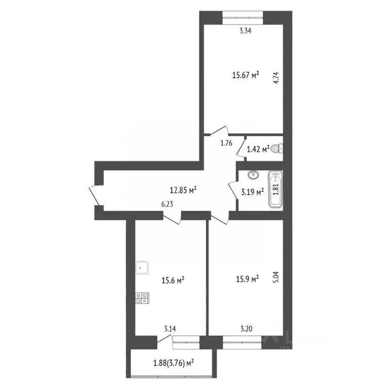 2-к кв. Тамбовская область, Тамбов Мичуринская ул., 197Г (64.7 м) - Фото 2