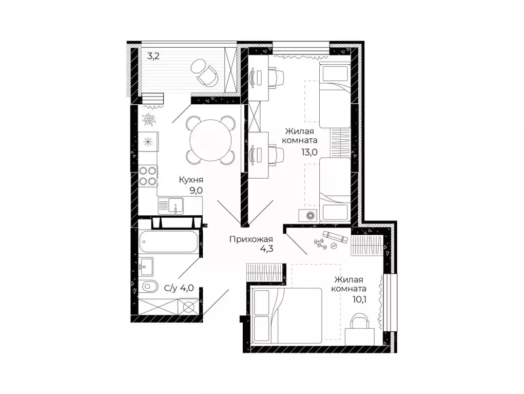 2-к кв. Ростовская область, Аксай  (42.0 м) - Фото 2