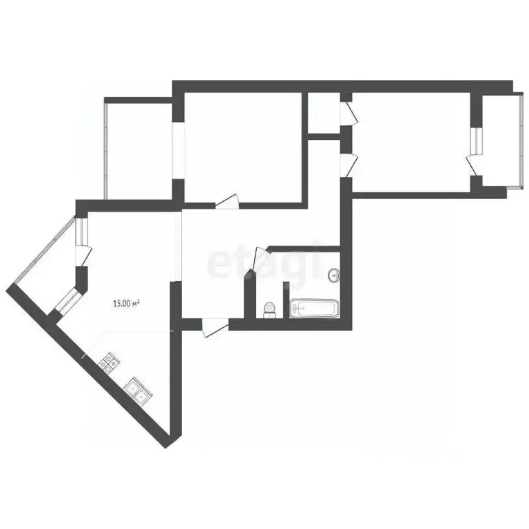 3-к кв. Тюменская область, Тюмень ул. Прокопия Артамонова, 15 (96.5 м) - Фото 2