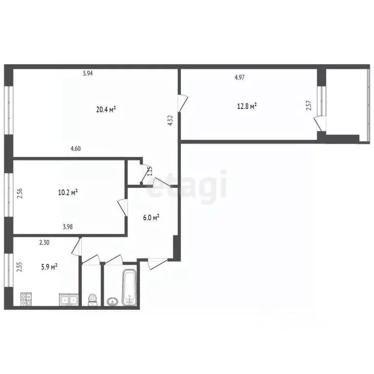 Комната Татарстан, Набережные Челны Автозаводский просп., 33 (33.2 м) - Фото 2