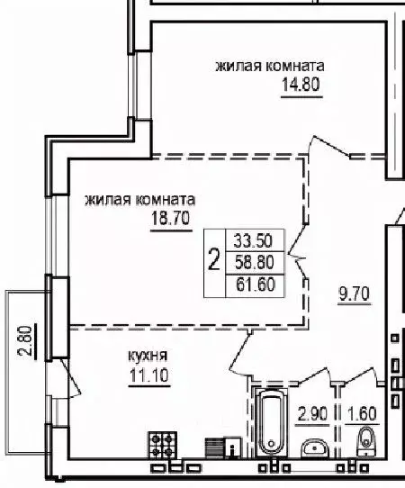 2-к кв. Саратовская область, Саратов пос. Мирный,  (61.6 м) - Фото 0