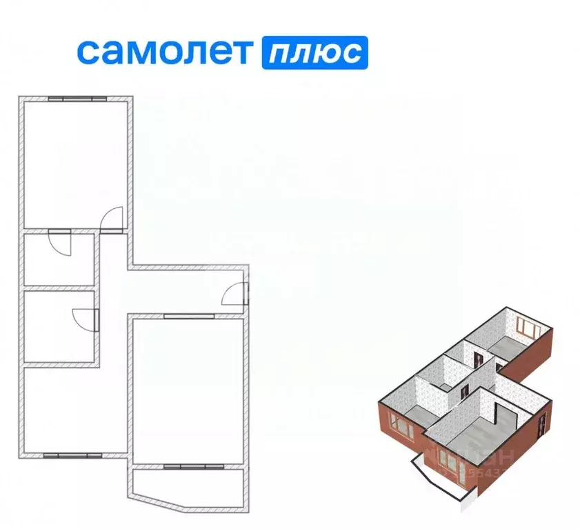 2-к кв. Кемеровская область, Кемерово Комсомольский просп., 46 (62.6 ... - Фото 2