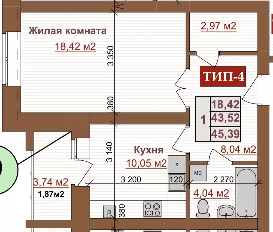 1-к кв. Калужская область, Калуга Заречная ул., 113 (47.1 м) - Фото 2