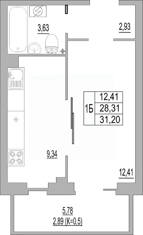 Студия Псковская область, Псков ул. Юности, 32 (31.2 м) - Фото 0