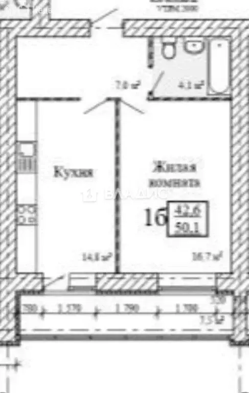 1-комнатная квартира: Тамбов, Мичуринская улица, 25 (50.7 м) - Фото 0