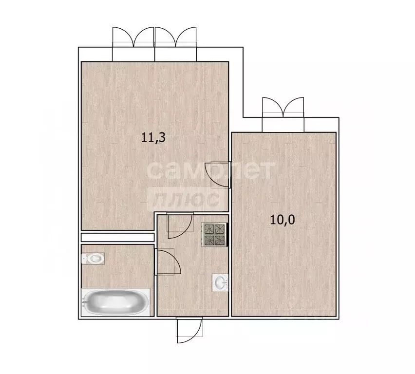 2-к кв. Тюменская область, Тюмень ул. 30 лет Победы, 76 (26.6 м) - Фото 2