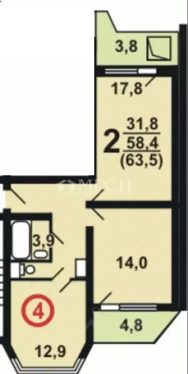 2-к кв. Москва ул. Вертолетчиков, 9к2 (58.4 м) - Фото 1