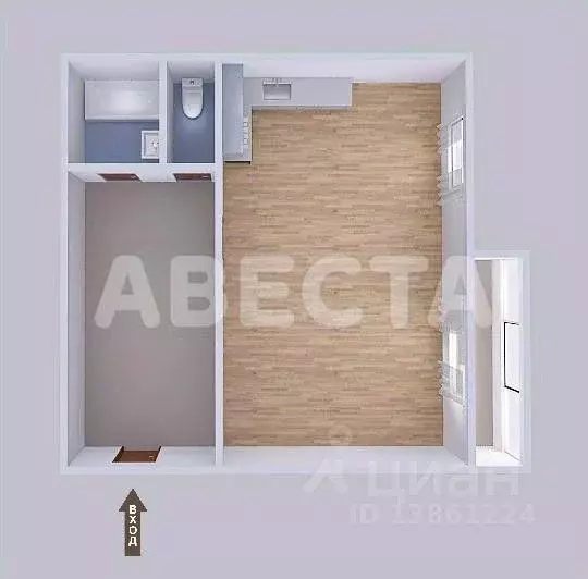 Студия Омская область, Омск ул. Леонида Маслова, 11 (40.8 м) - Фото 1