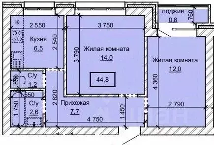 2-к кв. Алтайский край, Барнаул ул. Анатолия (44.8 м) - Фото 0
