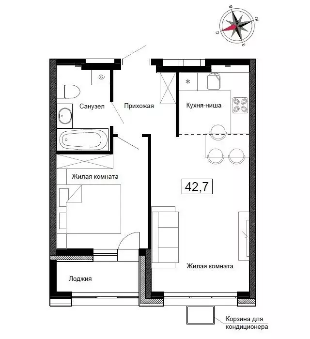 Квартира-студия: Новый, улица Ленина, 6с2 (42.7 м) - Фото 1