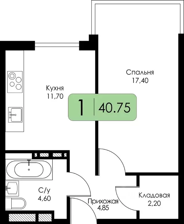 1-к кв. Смоленская область, Смоленск Среда жилой комплекс (40.75 м) - Фото 0