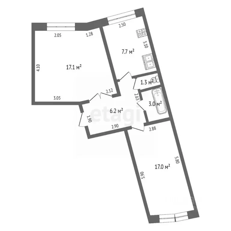 2-к кв. Ямало-Ненецкий АО, Новый Уренгой просп. Мира, 32 (52.3 м) - Фото 2