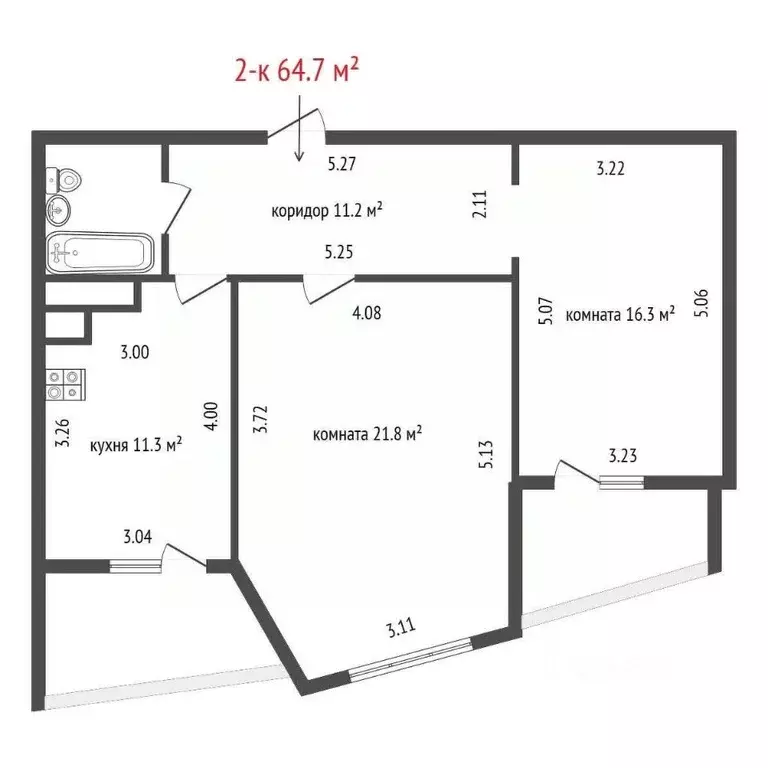 2-к кв. Свердловская область, Екатеринбург ул. Чкалова, 239 (64.7 м) - Фото 1