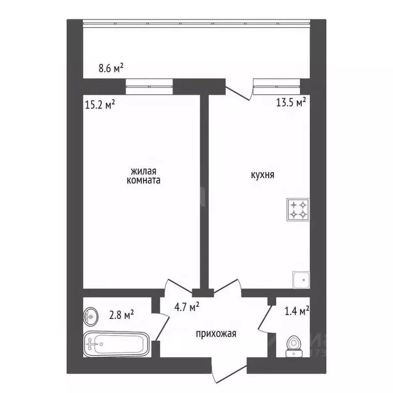 1-к кв. Амурская область, Благовещенск Крестьянский пер., 38 (42.1 м) - Фото 2