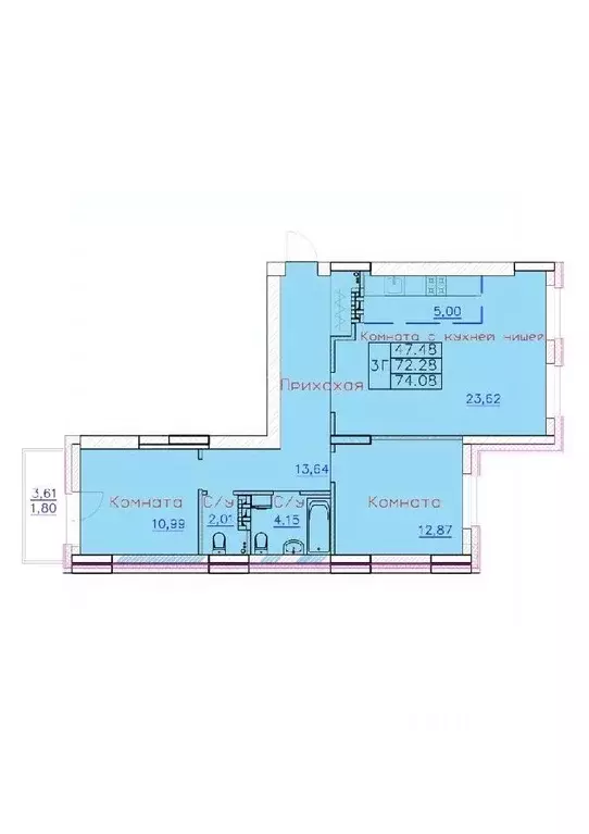 3-к кв. Томская область, Северск ул. Ленина, 116 (74.08 м) - Фото 0