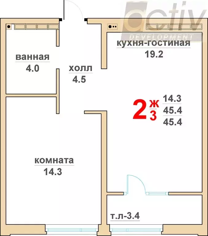 1-комнатная квартира: Верхняя Пышма, ЖК Гранд Успенский (45.4 м) - Фото 0