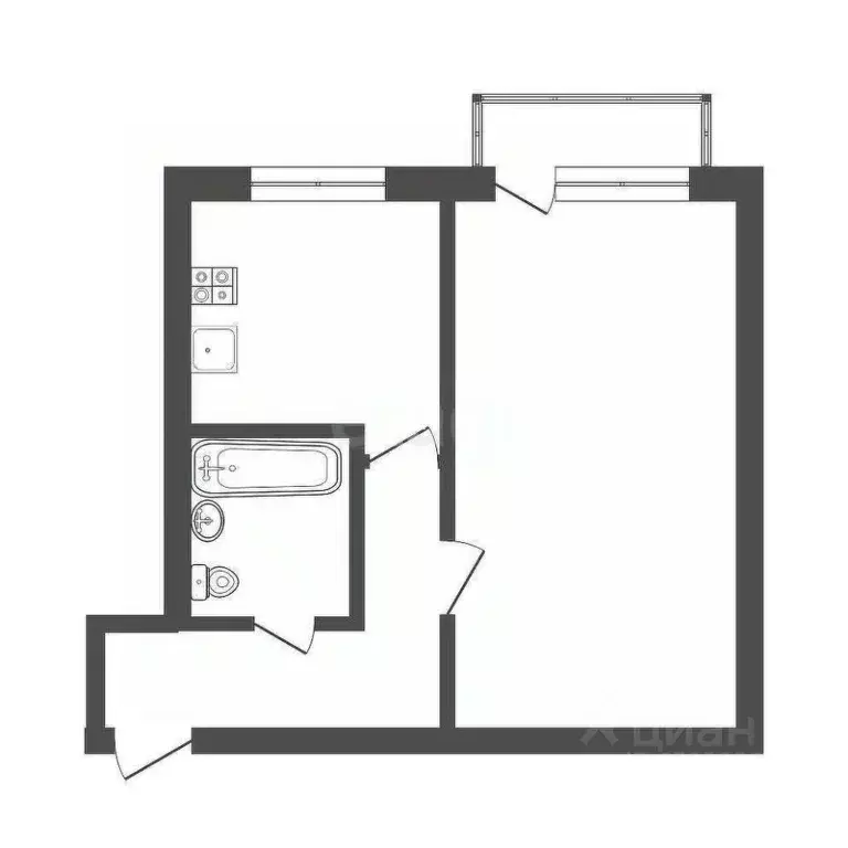 1-к кв. Тульская область, Узловая Октябрьская ул., 16 (29.8 м) - Фото 2