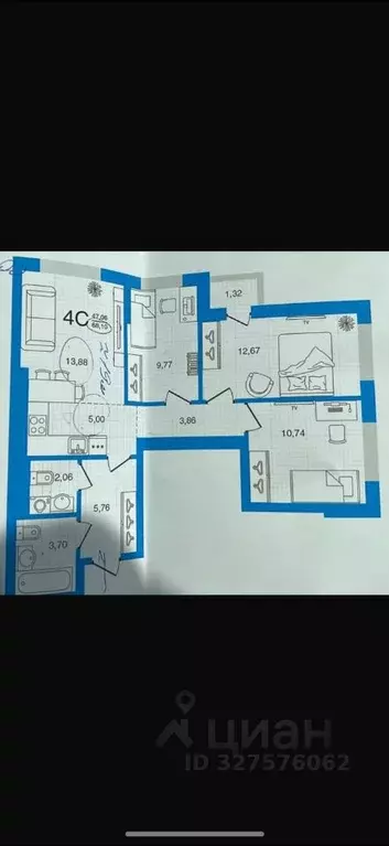 4-к кв. Башкортостан, Уфа бул. Яркий, 8/1 (71.0 м) - Фото 1