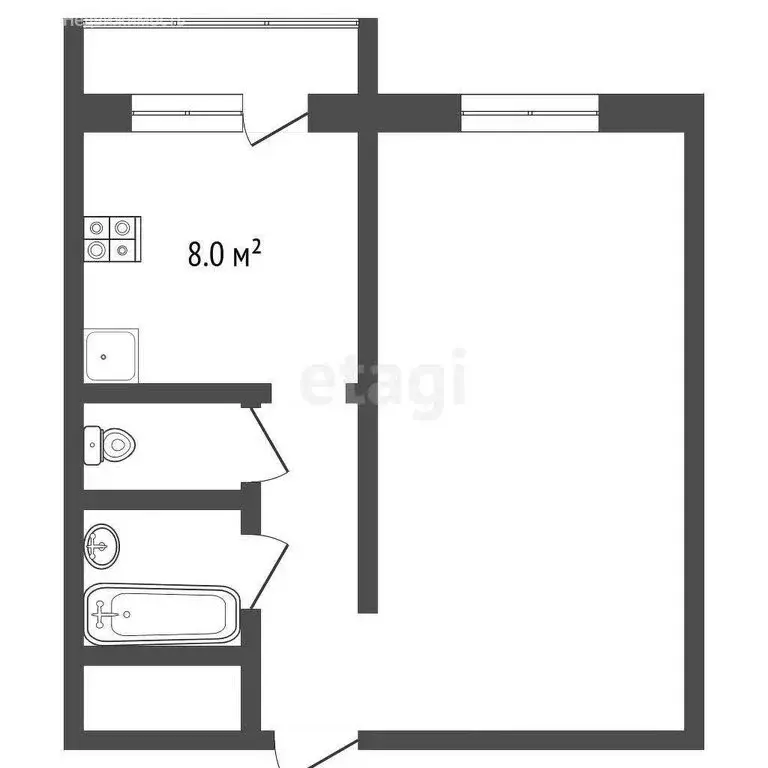 1-комнатная квартира: Абакан, улица Ломоносова, 22 (33.6 м) - Фото 0