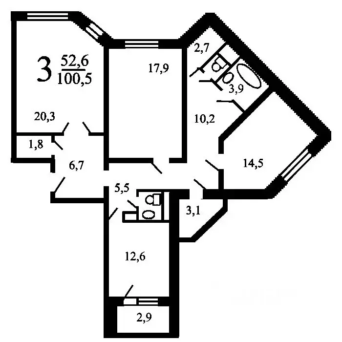 3-к кв. Московская область, Серпухов Спортивная ул., 8к2 (100.0 м) - Фото 2