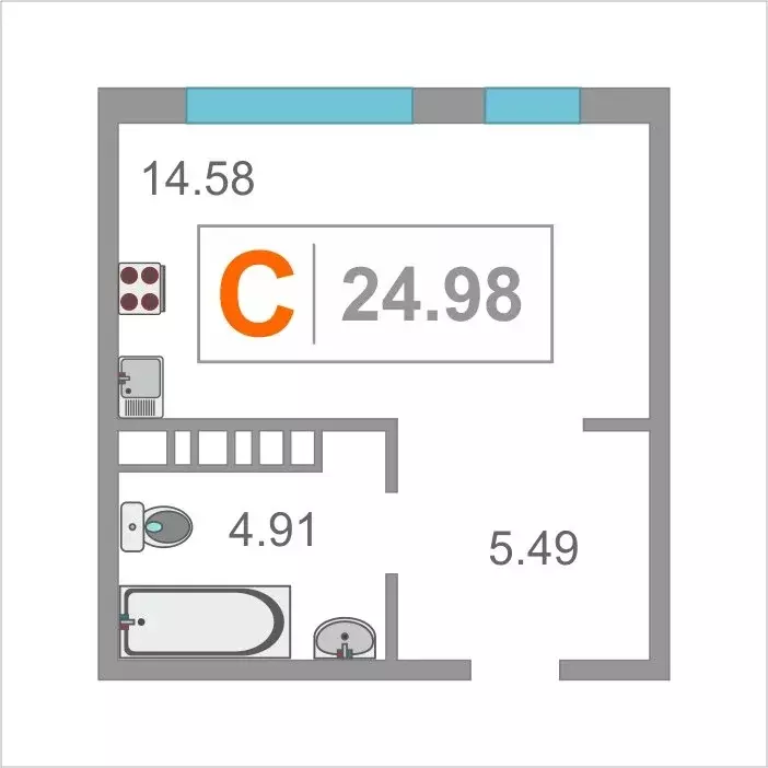 Квартира-студия: Тюмень, улица Московский Тракт, 83к6 (25 м) - Фото 0