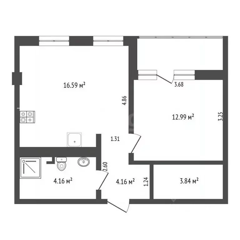 1-к кв. Крым, Симферопольский район, с. Мирное ул. Живописная (43.0 м) - Фото 1