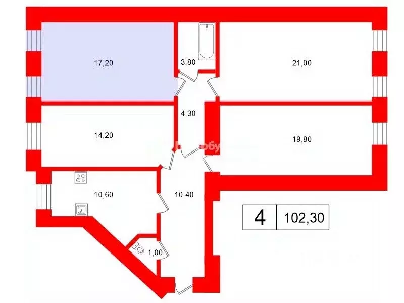 Комната Санкт-Петербург пер. Бойцова, 4В (17.2 м) - Фото 2