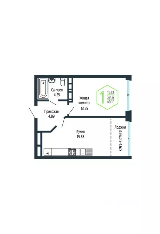 1-к кв. Краснодарский край, Краснодар Обрывная ул., 132/1 (40.2 м) - Фото 1