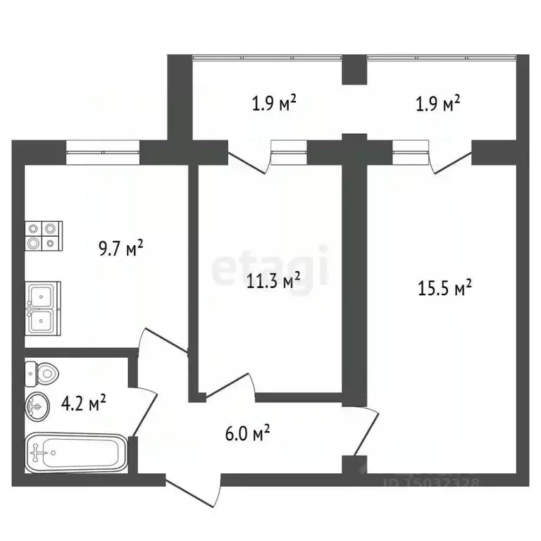 2-к кв. Владимирская область, Муром ул. 1-я Новослободская, 10 (46.8 ... - Фото 2