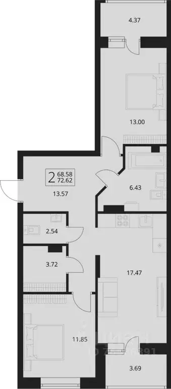 2-к кв. Брянская область, Брянский район, Снежское с/пос, пос. Путевка ... - Фото 0