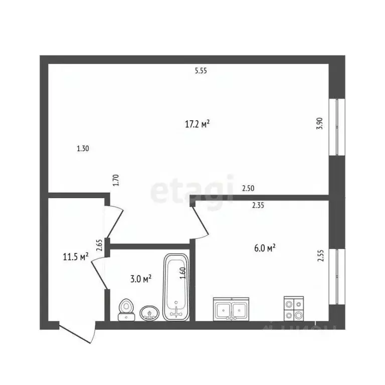 1-к кв. Костромская область, Кострома просп. Мира, 69а (30.4 м) - Фото 2