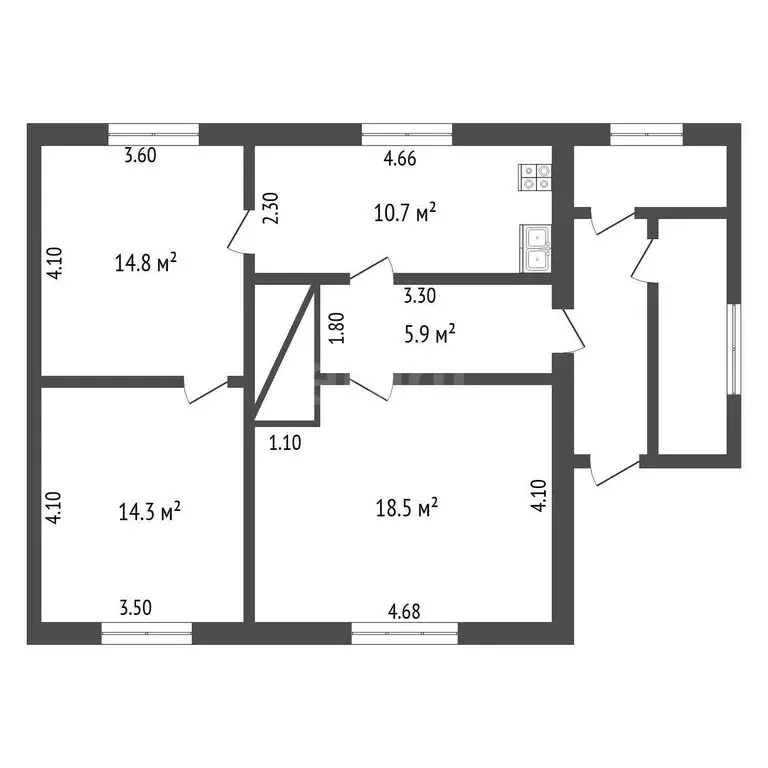 3-комнатная квартира: деревня Огарово, 49 (64.2 м) - Фото 1