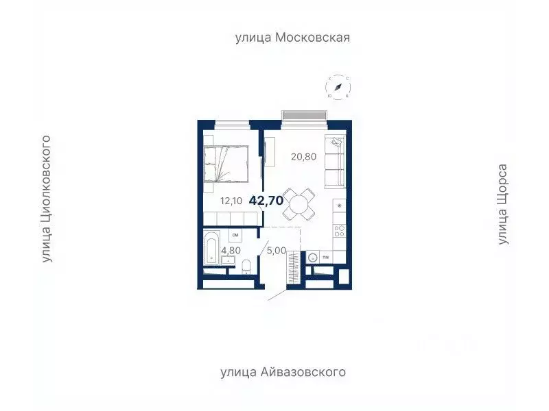 1-к кв. Свердловская область, Екатеринбург ул. Московская, 249/2 (42.7 ... - Фото 0