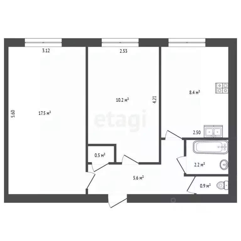 2-к кв. Санкт-Петербург ул. Замшина, 27К1 (45.3 м) - Фото 2