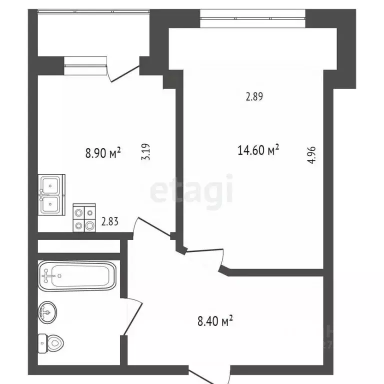 1-к кв. Архангельская область, Архангельск Дачная ул., 51 (35.4 м) - Фото 2