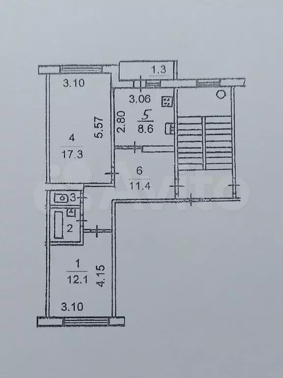 2-к. квартира, 53,2 м, 5/5 эт. - Фото 0