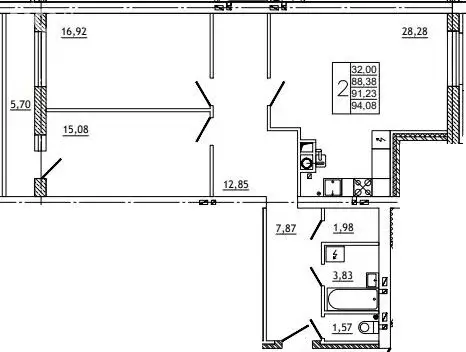 2-комнатная квартира: Смоленск, улица Нахимова, 23А (95 м) - Фото 1