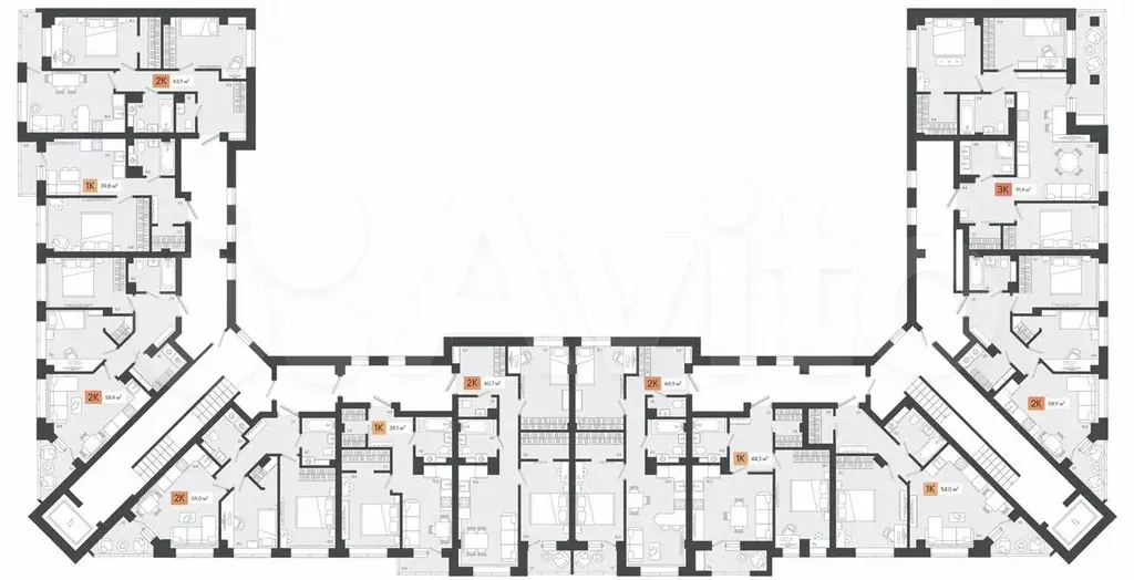 1-к. квартира, 52,4 м, 3/8 эт. - Фото 1