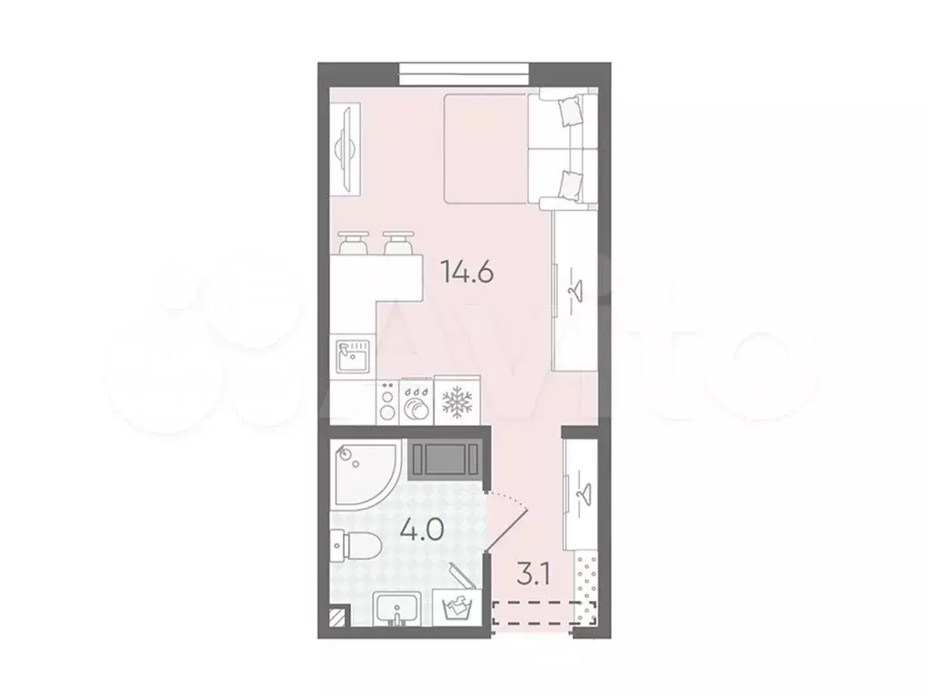 Квартира-студия, 21,7 м, 13/24 эт. - Фото 0