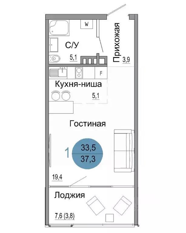 1-к кв. Крым, Керчь Белый город жилой комплекс (37.3 м) - Фото 0