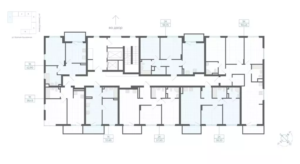 1-к кв. Челябинская область, Челябинск Клевер жилой комплекс (42.9 м) - Фото 2