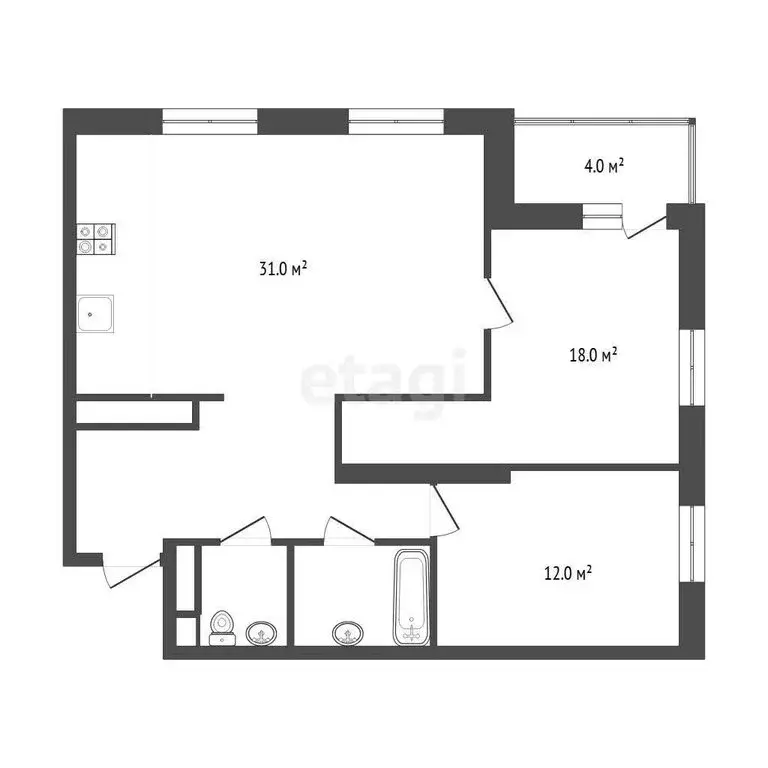 2-комнатная квартира: Тюмень, Линейная улица, 23 (82 м) - Фото 0