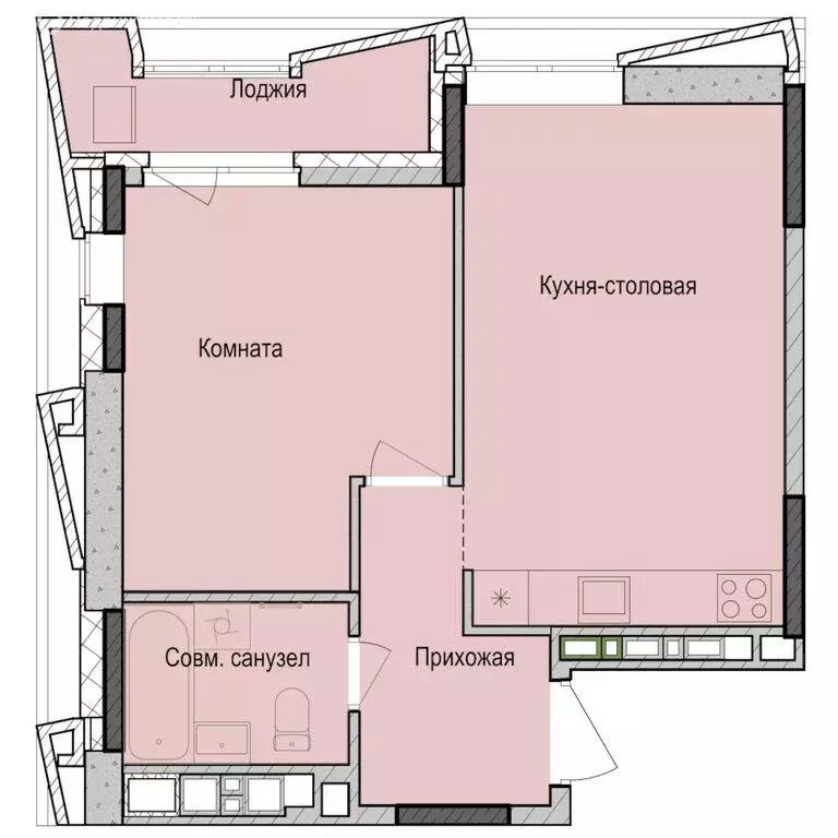 1-комнатная квартира: Казань, жилой район Седьмое Небо, ЖК Унай (44.8 ... - Фото 0