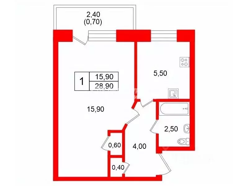 1-к кв. Санкт-Петербург Бестужевская ул., 17 (28.9 м) - Фото 2