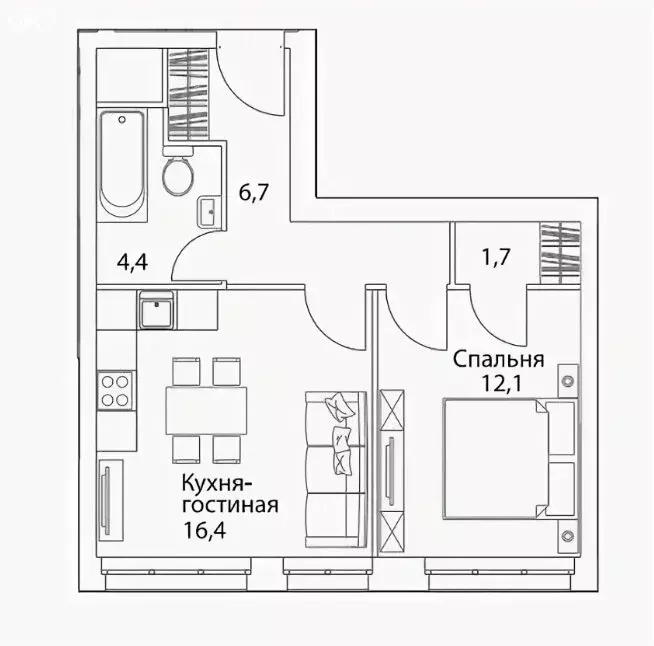 1-комнатная квартира: Москва, улица Василия Ланового, 1к1 (41 м) - Фото 2